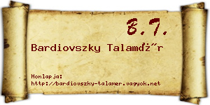 Bardiovszky Talamér névjegykártya